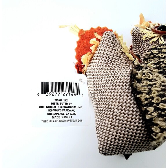 Scarecrow OWLS Lot 3 Burlap Halloween Fall Thanksgiving Ornaments Harvest NWT! - Picture 11 of 12